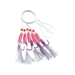 Fladen Rosa Gummi M. Weiße Federn 5 Haken